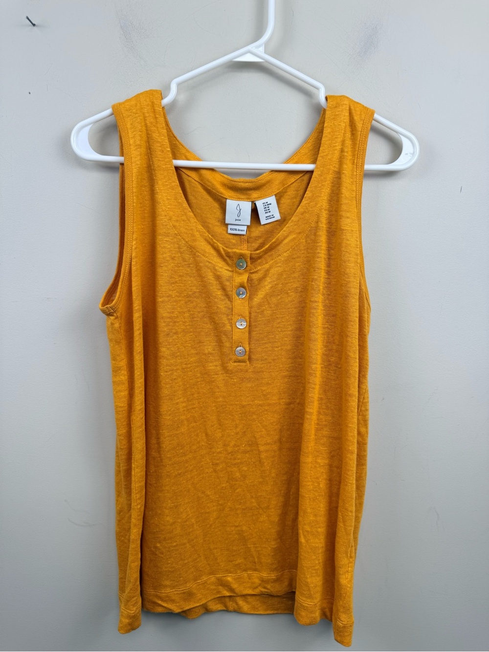 JOIE 100% Linen Henley Tank Top medium